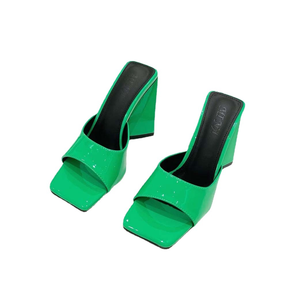 Large Square OpenToe Triangle Heel Sandals