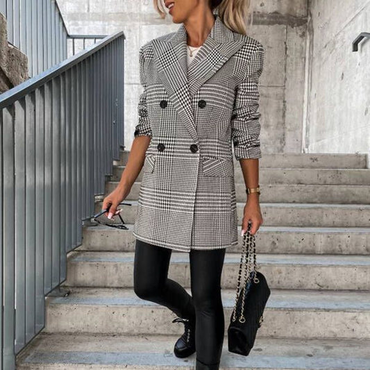 Women's Double-breasted Fashion Mid-length Suit Jacket