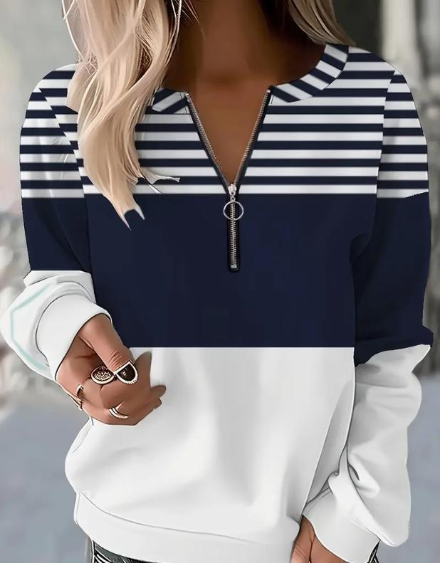 Trendy Afslappet Flag-Sweatshirt Med Halv Lynlås