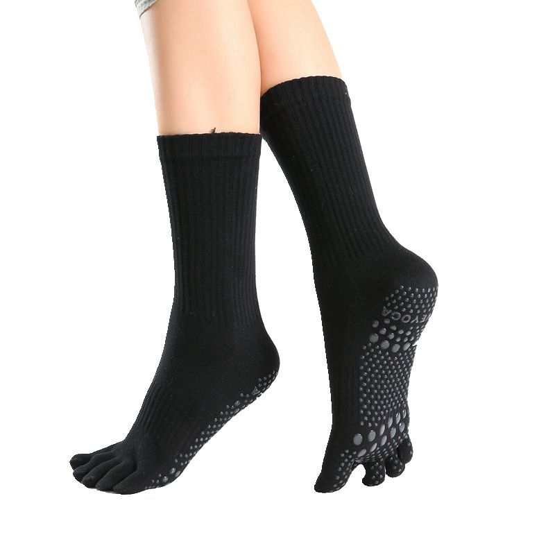 Women's Pure Cotton Non-slip Long Tube Five-finger Socks