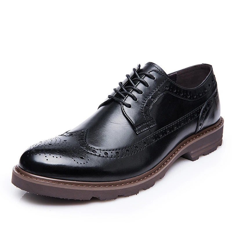 Flat-bottomed Wedge With Hole-burning Movement Thin Belt Casual All-match Men's Leather Shoes