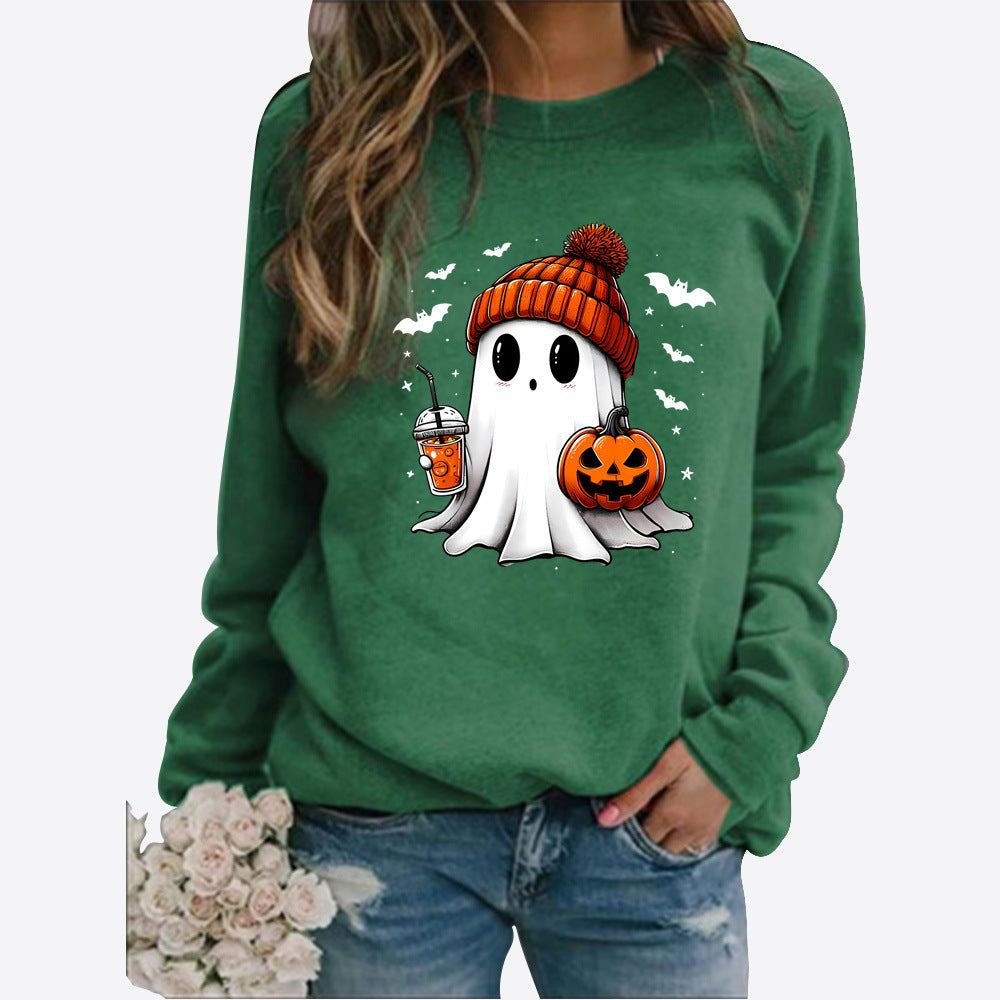 Halloween Rundhals Print Langærmet Sweater
