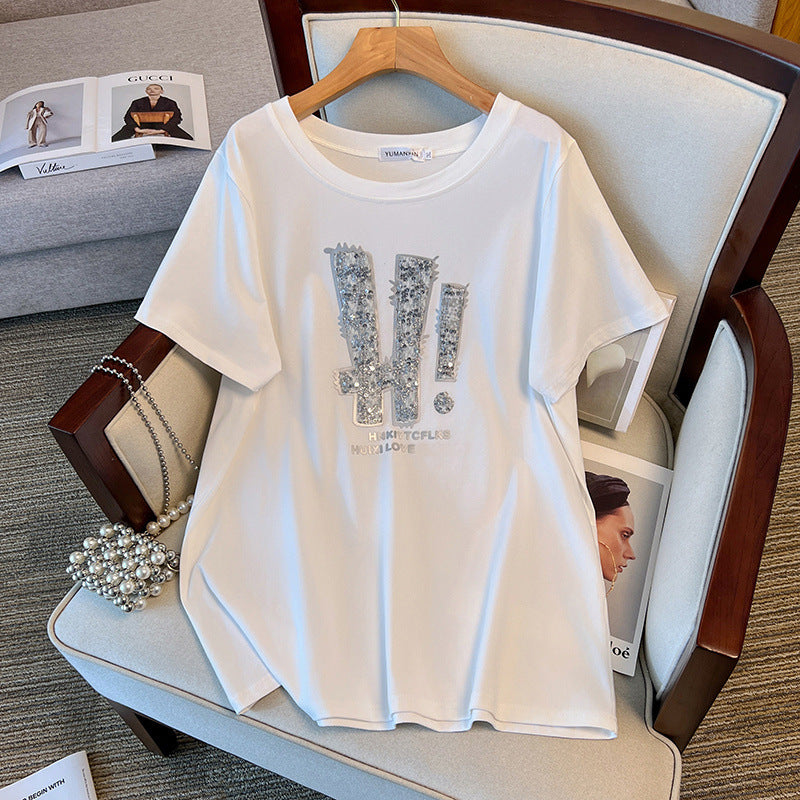 Round Neck New Plus Size Slimming Short Sleeve T-shirt For Women