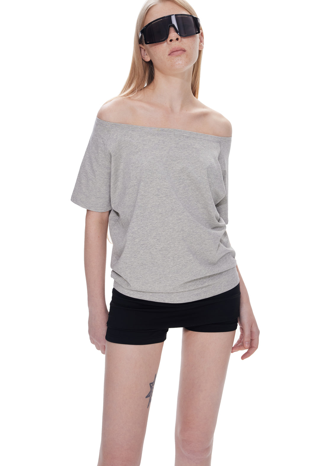 Casual Off-shoulder Shoulder Stacked Two-way Short Sleeve