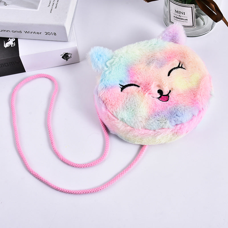 Children's One-shoulder Fashion Plush Embroidered Fabric Mini Bag