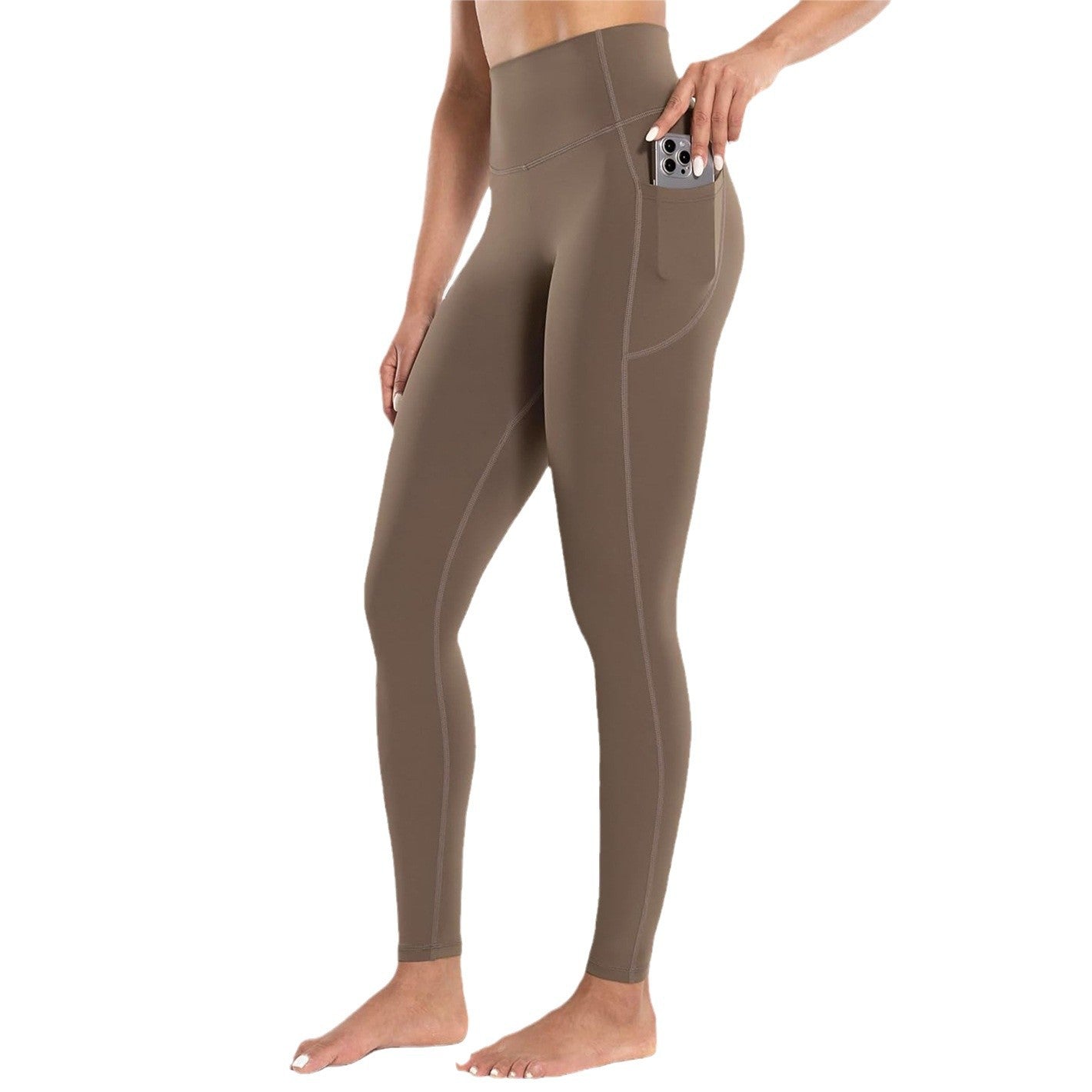 High Waist Nude Feel Yoga Seamless Quick-drying Tight Pocket Running Fitness Pants
