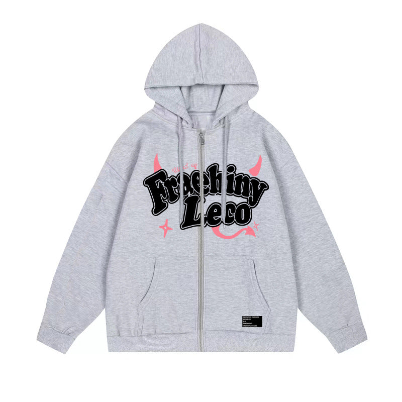 Fraehiny Strikket Cardigan Sweater Lynlås Hættetrøje Frakke