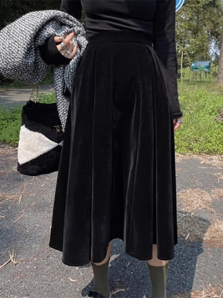Women's Fashion Casual Retro Graceful Pleated Skirt