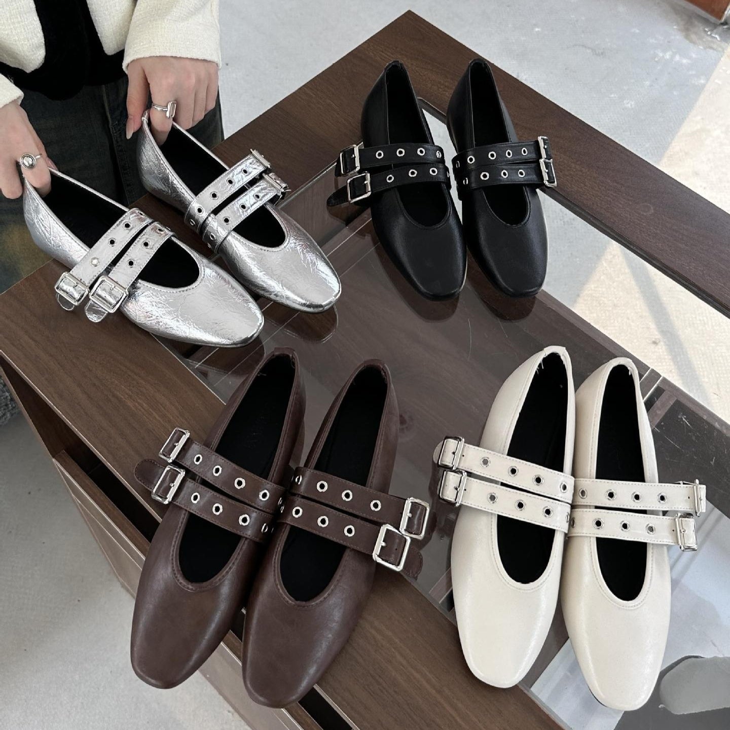French-style Vintage Flat Height-increasing Womens Shoes