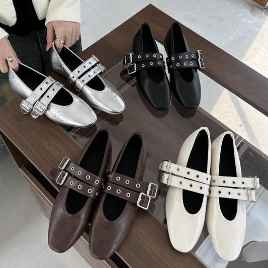 French-style Vintage Flat Height-increasing Womens Shoes
