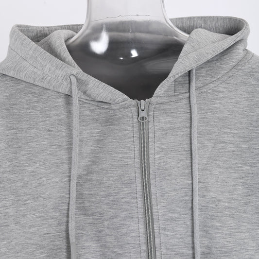 Korean Style Simple And Casual Women's Loose Sports Zipper Sweater Suit
