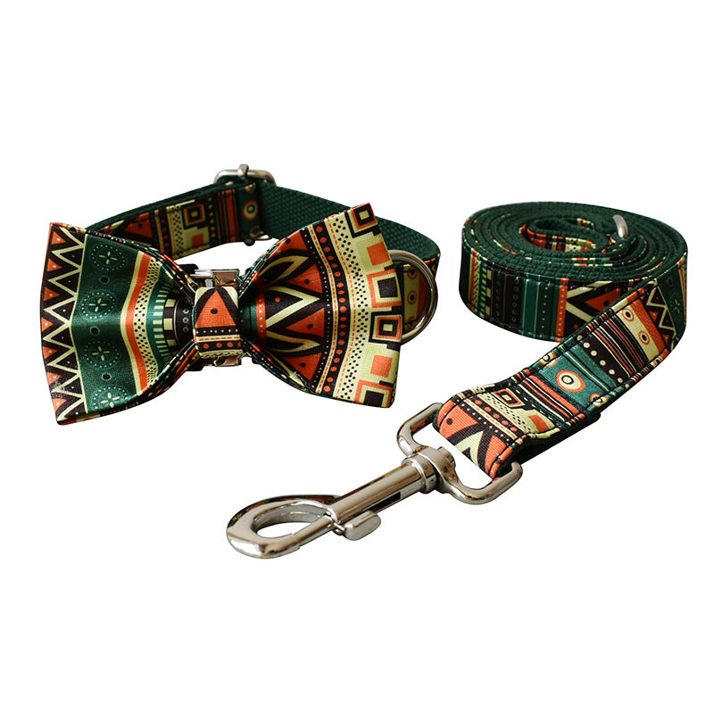 Green Bottom Bohemian Alloy Accessories Bowknot Collar Pet Leash
