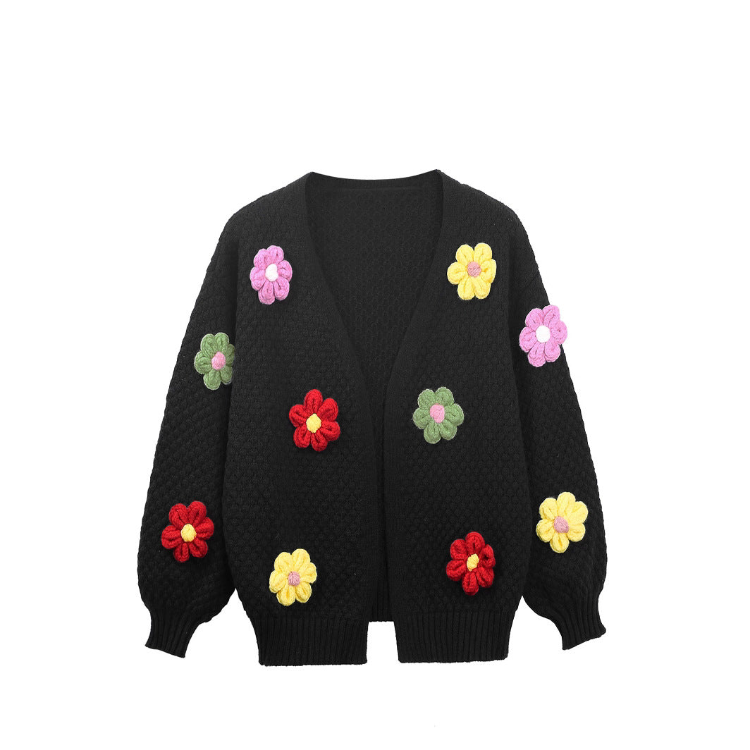 New Flower Brocade Sweater Coat