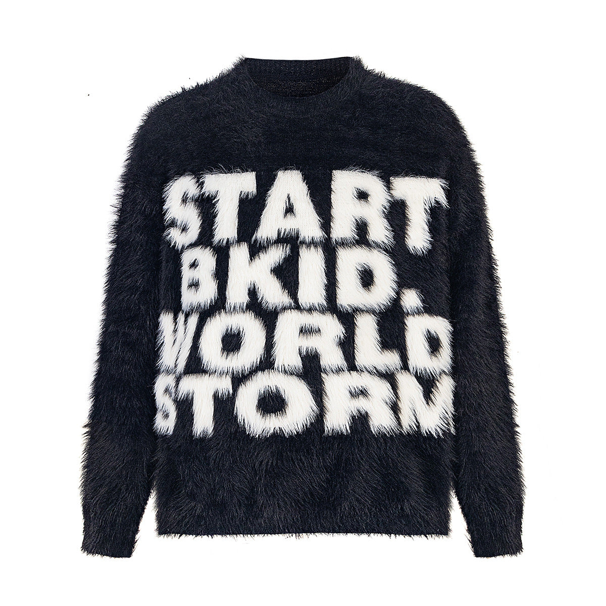 American Round Neck Mink Letter Sweater Fall Winter Couples Trendy Brand Niche