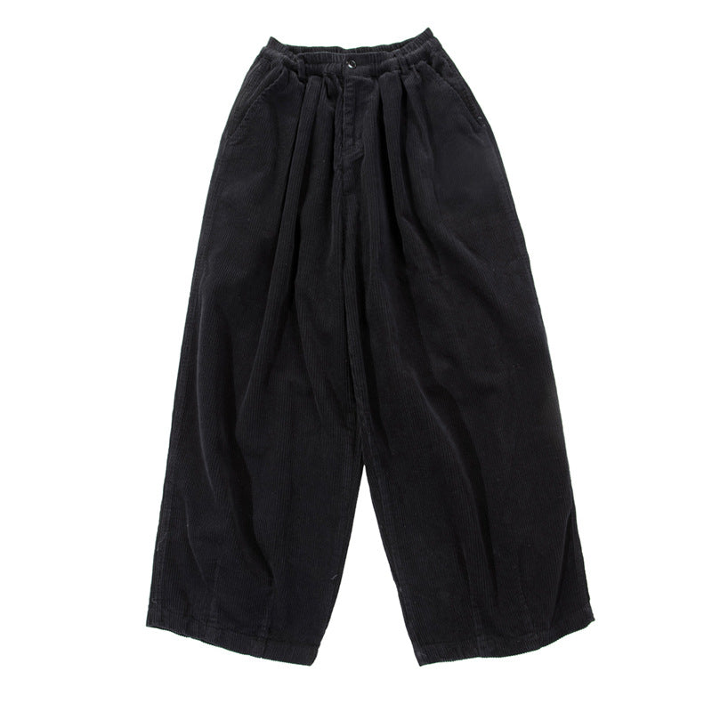 Womens Retro Loose Wide-Leg Corduroy Workwear Casual Pants