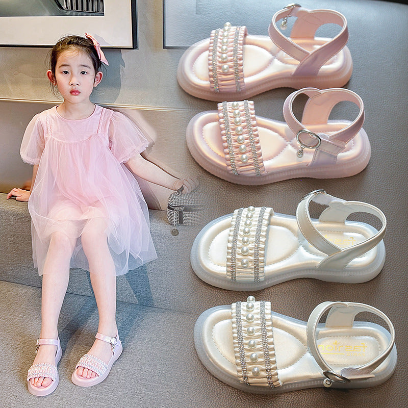 Fashion Personality Girl Rhinestone Pearl Sandals