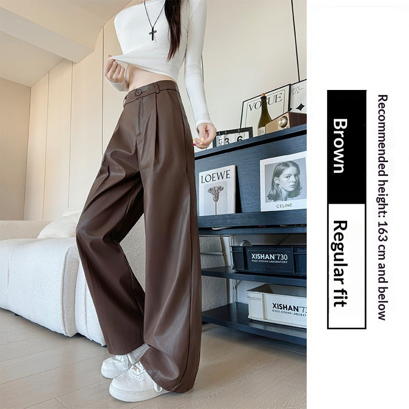 Womens Stylish Casual High-waisted Slimming Wide-leg Pants