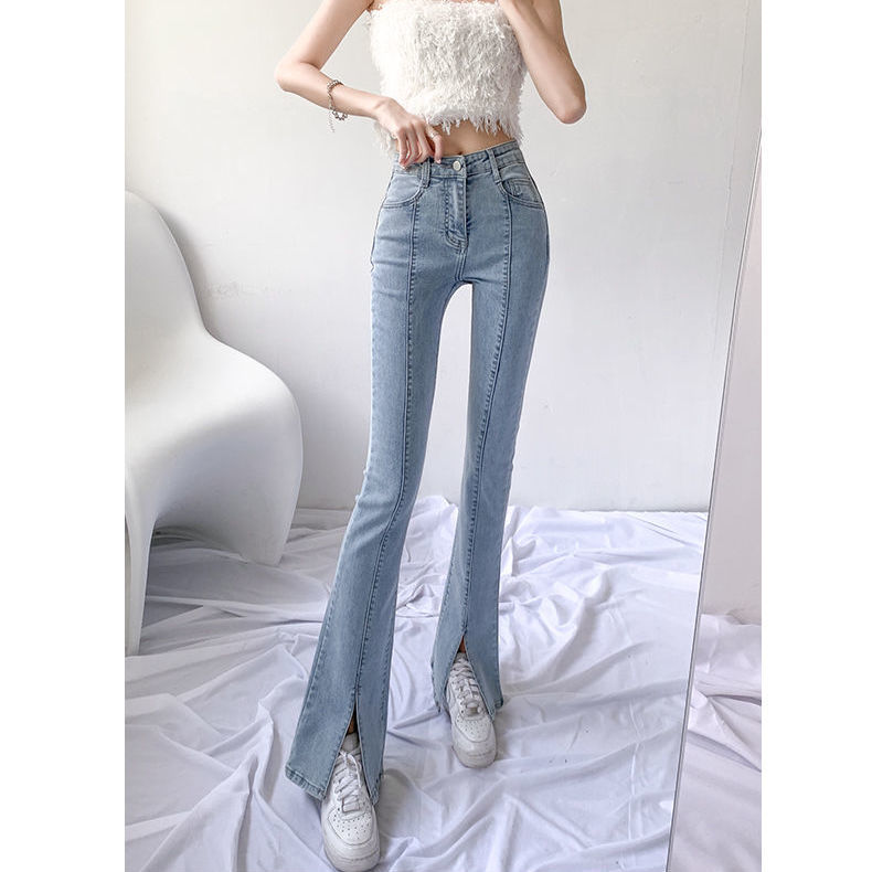 Split Micro Flared Jeans High Waist Slimming Women's Wide-leg Pants