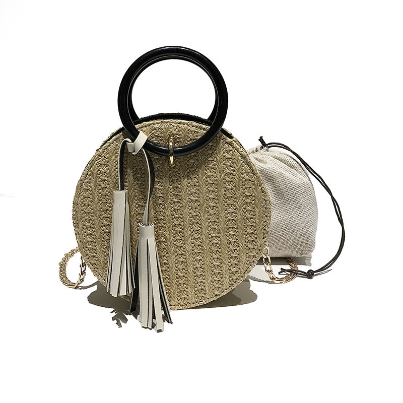 The New Korean Small Round Bag Made Of Grass Single Shoulder Bag Simple