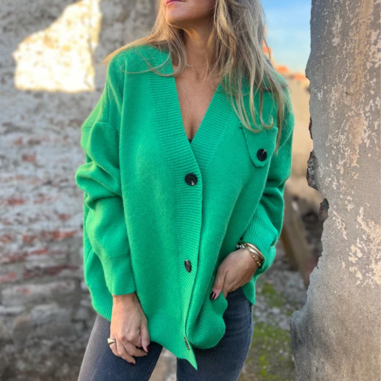 Fashion Long Sleeve Coat Winter Knitted Base Top