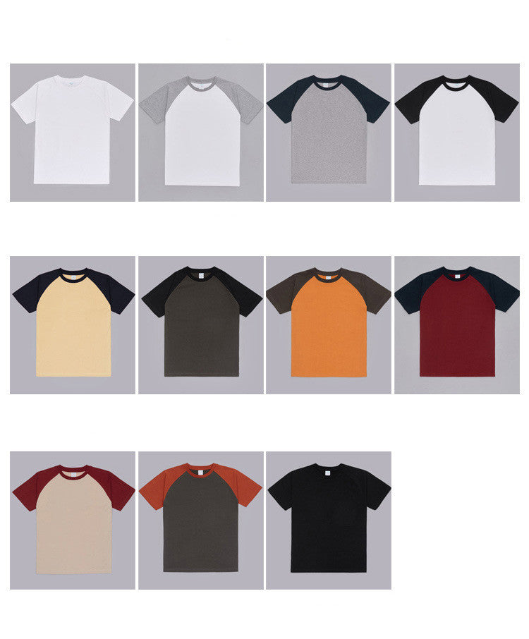 Japanese Heavy Cotton Contrast Color Men's Short Sleeved T Shirt