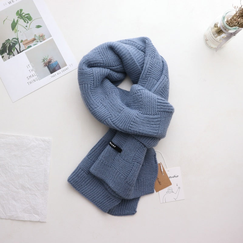 Women's Fashion All-match Wool Square Cross Cute Girl Scarf