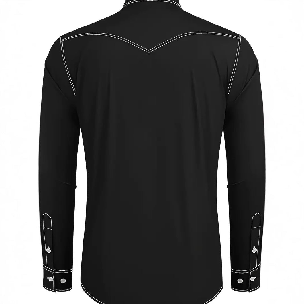 Men's Western Cowboy Casual Oxford Long Sleeve