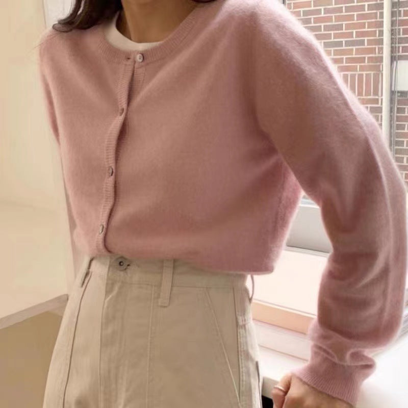 Short Round Neck Bandage Dress Base Sweater Coat Top