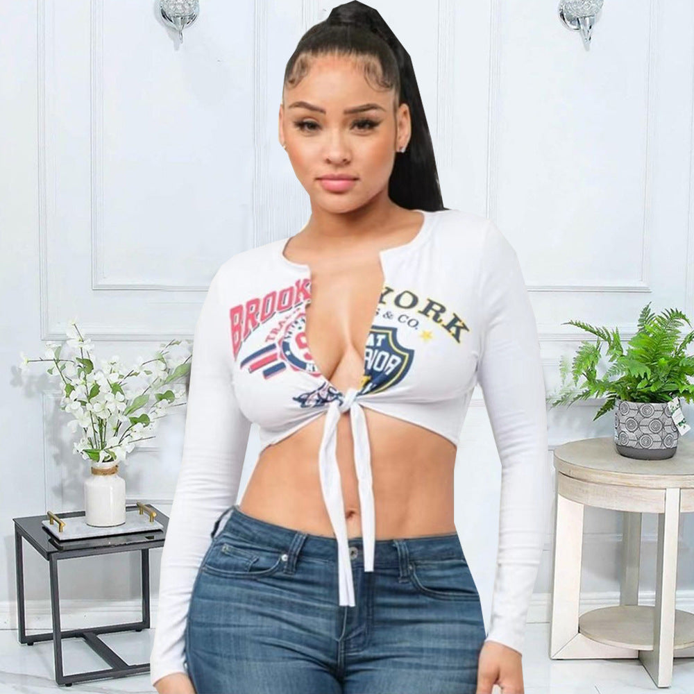 Women's Sexy Hollowed-out Strappy T-shirt Fashion Top