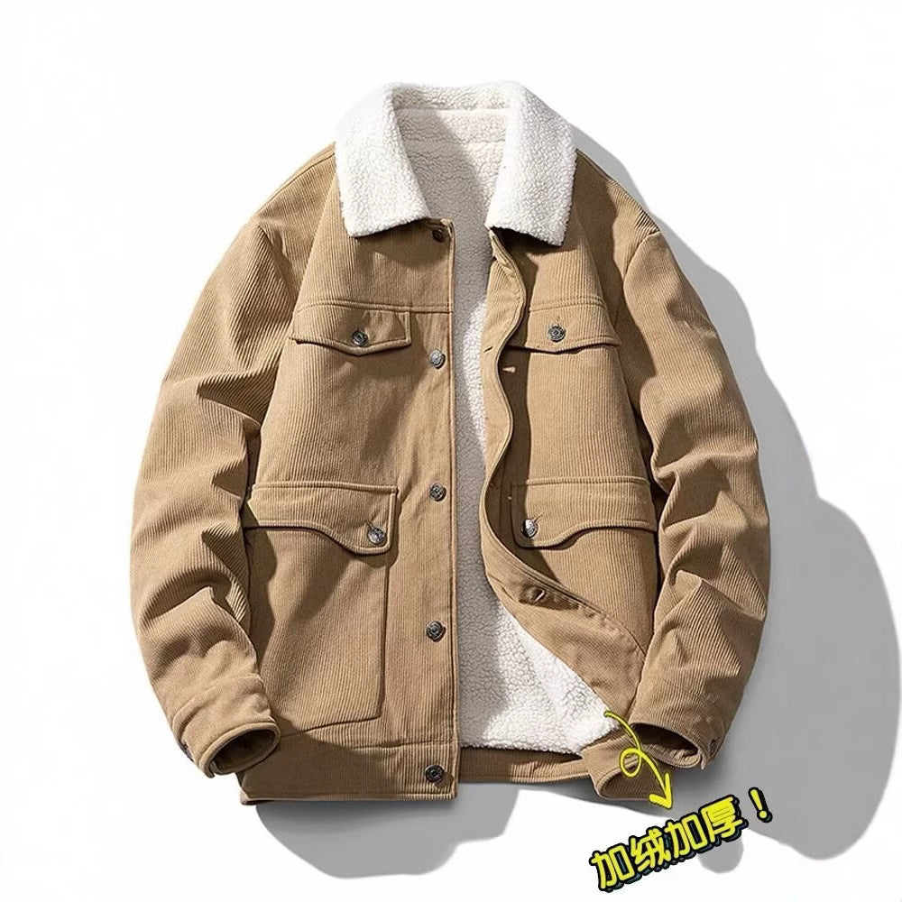 Fleece-lined Thick Fashion Sheep Corduroy Coat