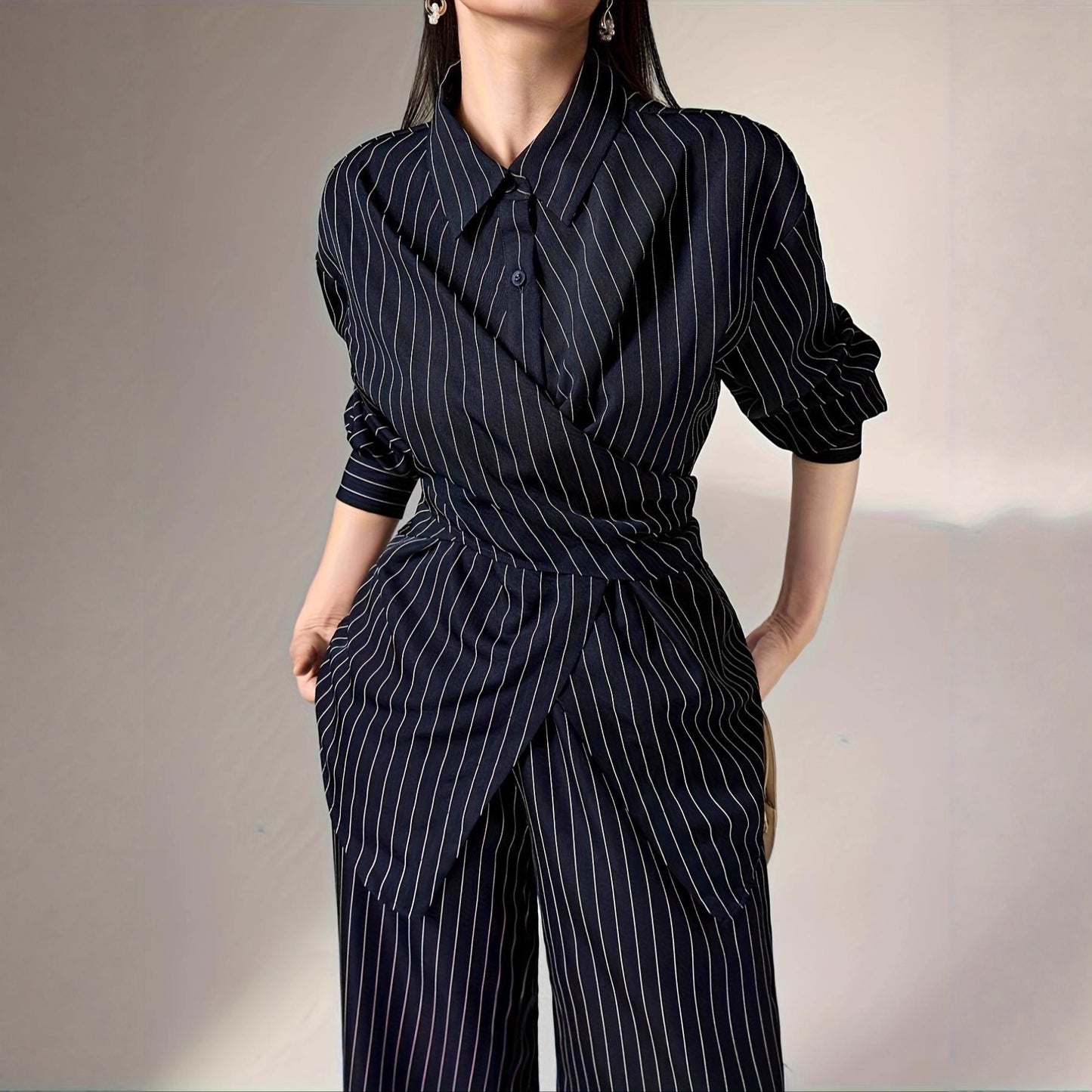 Women's Waist-cinching Retro Two-piece Set