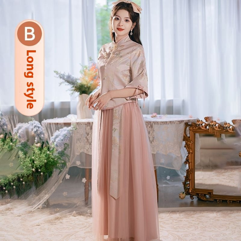 Polyester Women's Chinese Style Bridesmaid Dress