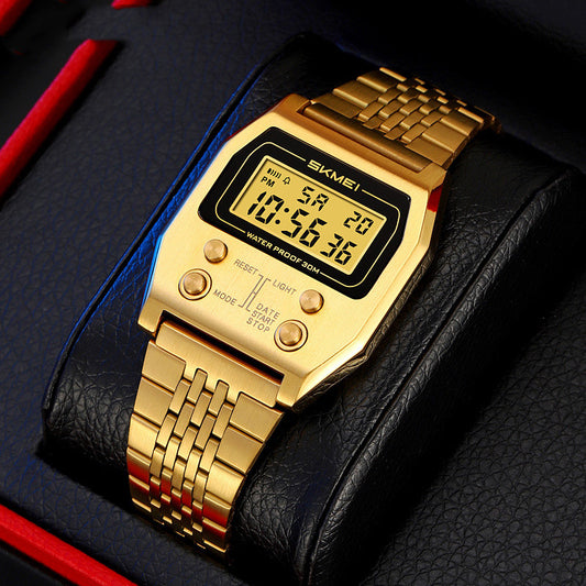 Retro Digital Minimalist Trendy Waterproof Mens Watch Multi-function Digital Watch For Men