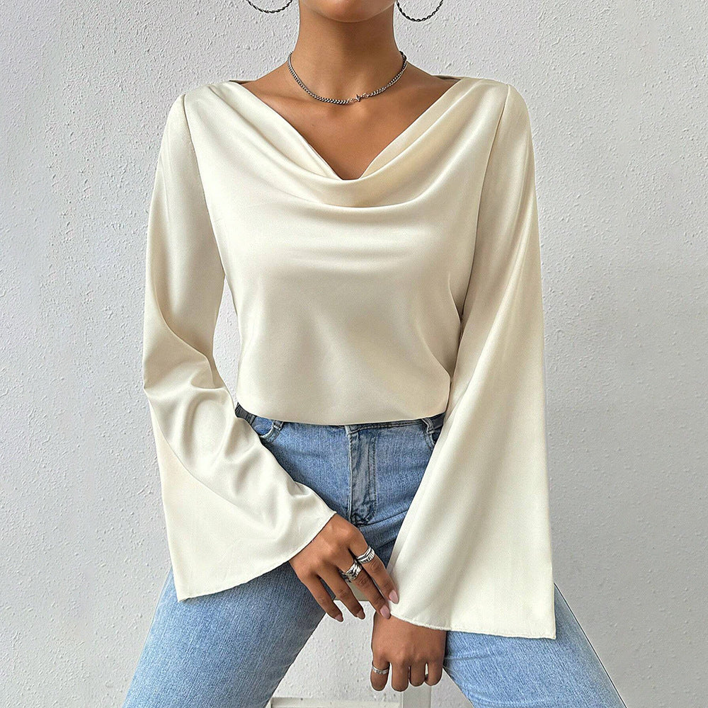 Ladies' Mature And Intellectual Style T-shirt Elegant And Aloof Long-sleeved Top For Autumn And Winter