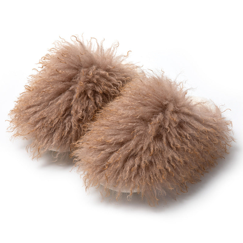 Long Fur Toe Cap Cotton Slippers Home Plush