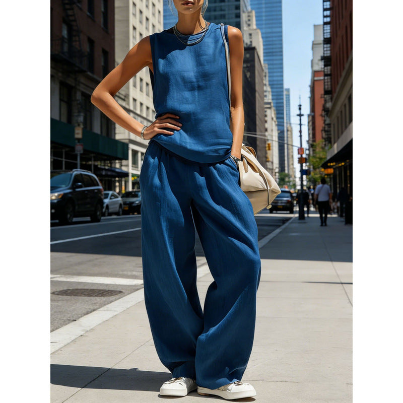 Womens Sleeveless Top And Pants Two-piece Set
