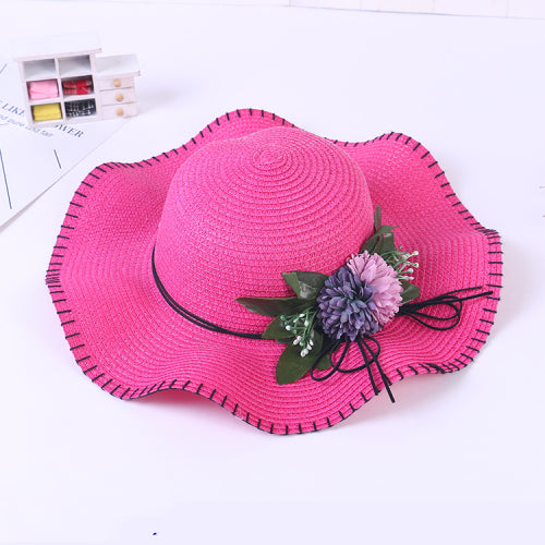 Women's Temperament Sun Hat With Large Edge Simulation Flower