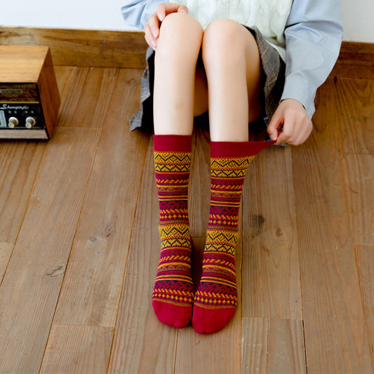 Women's Mid-calf Socks Retro Thickened Long Socks