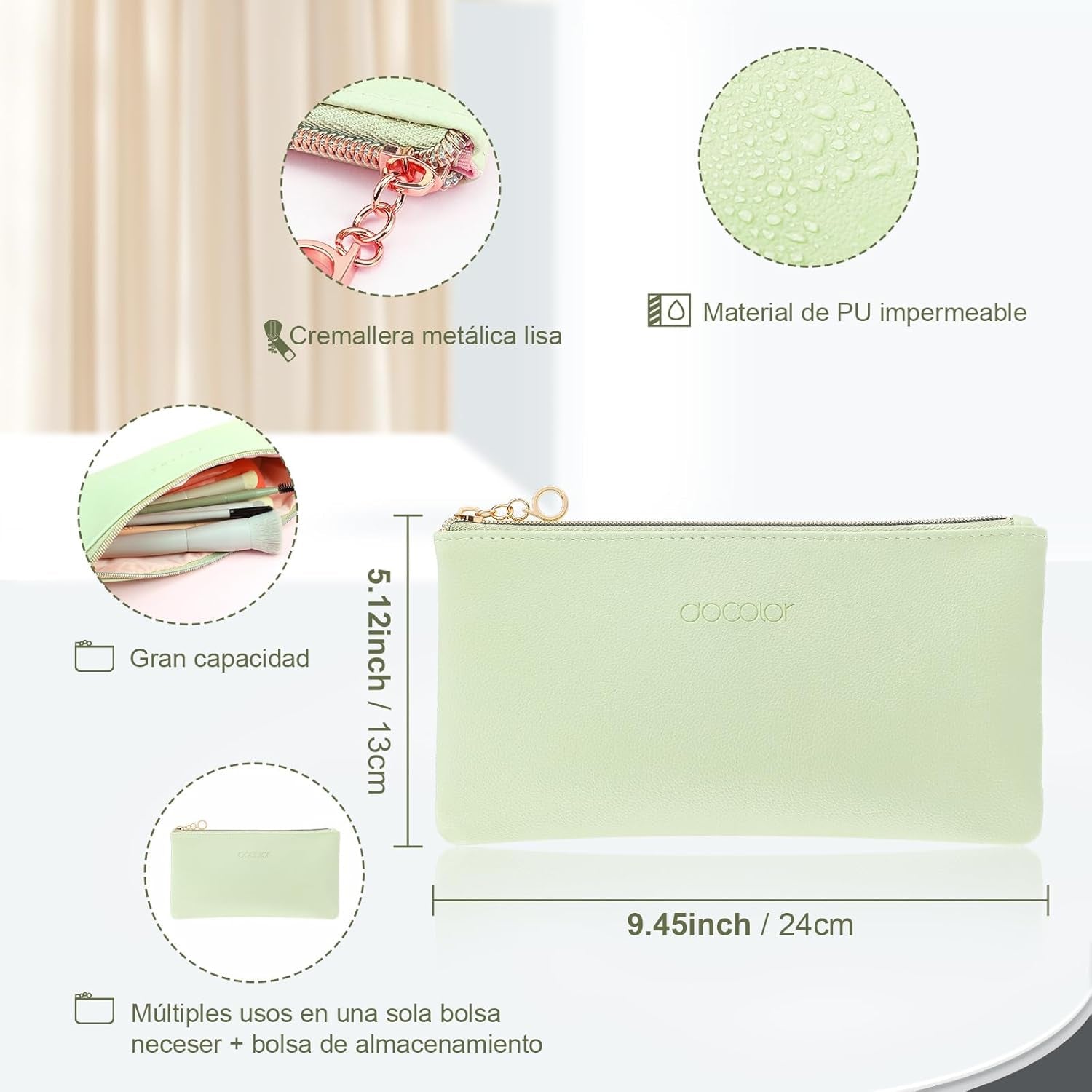 Docolor Juego De Brochas De Maquillaje Profesional 17 Piezas, Kit Completo Color Morandi Con Bolsa De Viaje, Esponja Y Guía De Uso, Pinceles De Maquillaje Premium Synthetic Para Cara Y Ojos, Rubor