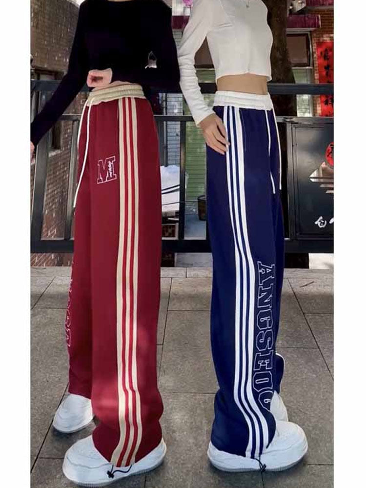 Women's Alphabet Side Stripe Straight Leg Sweatpants