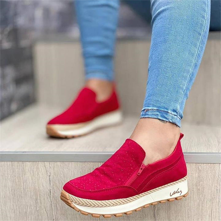 Ladies Solid Color Casual Round Toe Solid Color Soft Flat Canvas Shoes
