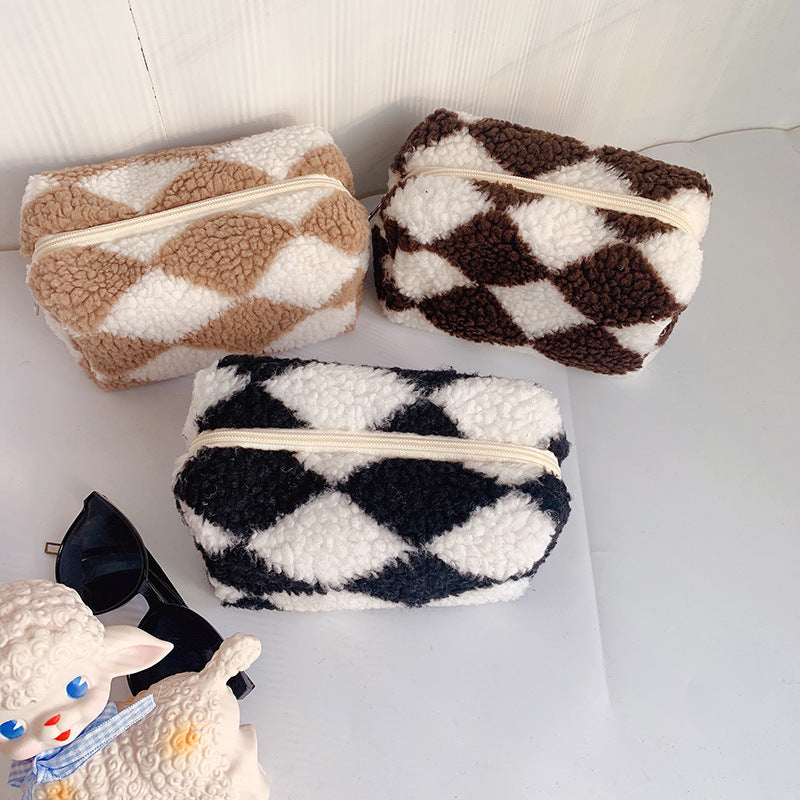 Niche Design Plaid Plys Penalhus Stor Opbevaringstaske