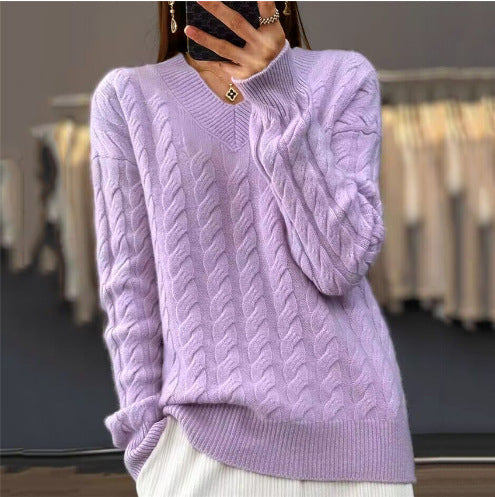 Women's V-neck Sweater Pullover Sweater