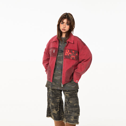 Patchwork Jacket Texture Three-dimensional Corduroy Pocket Baggy Coat