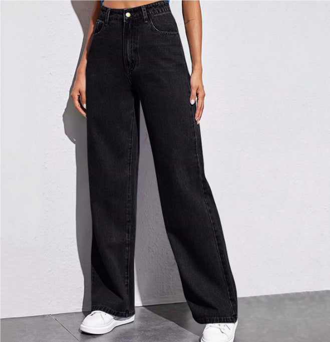 Vaskede Fashion Straight Jeans til damer med medium talje