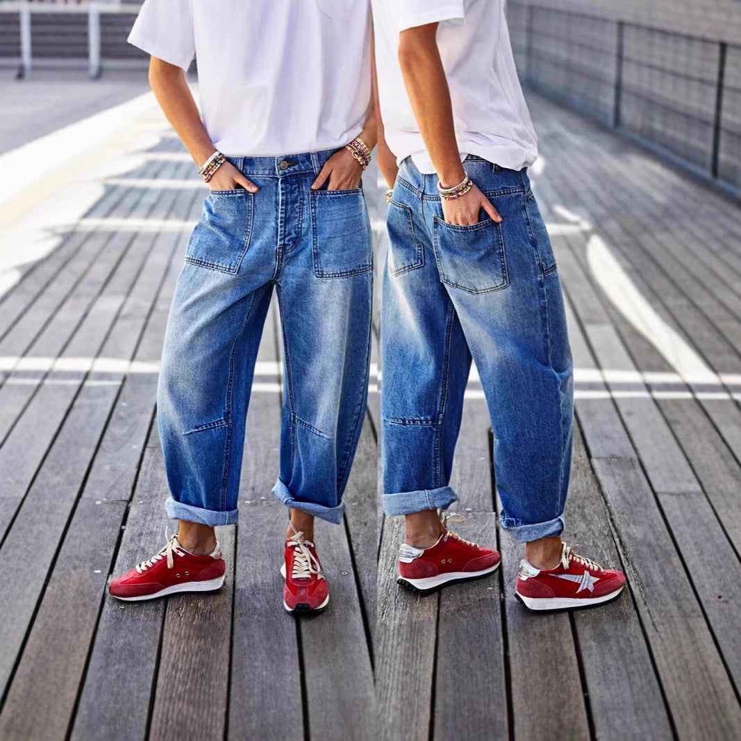 Mid-rise Boot-cut Cropped Denim Jeans