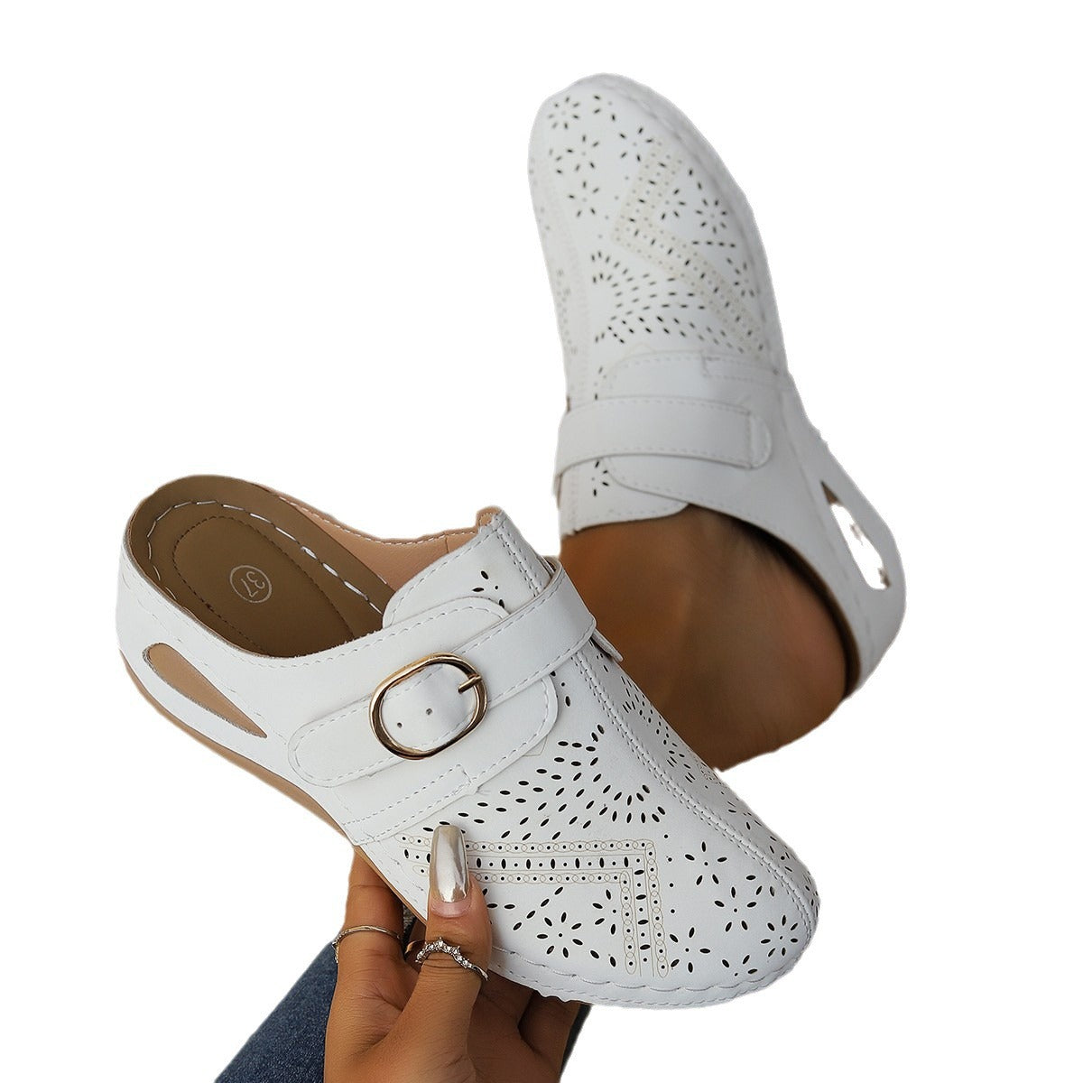 Snørekile Sandaler i Europæisk og Amerikansk Stil med Udskåret Design i Store Størrelser
