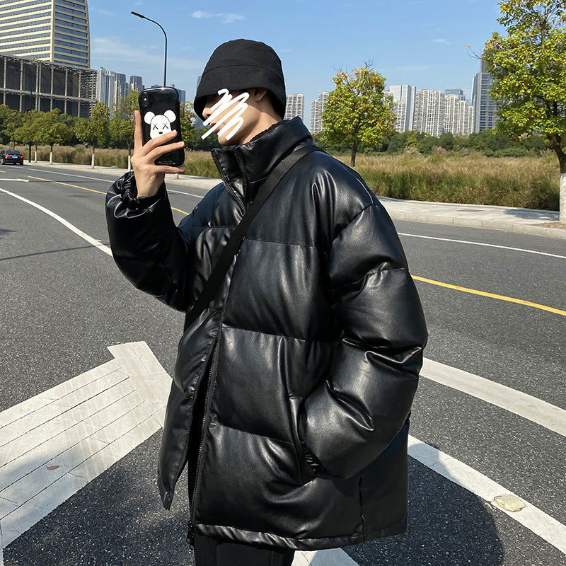Large PU Skin Bread Jacket Autumn And Winter Young Male