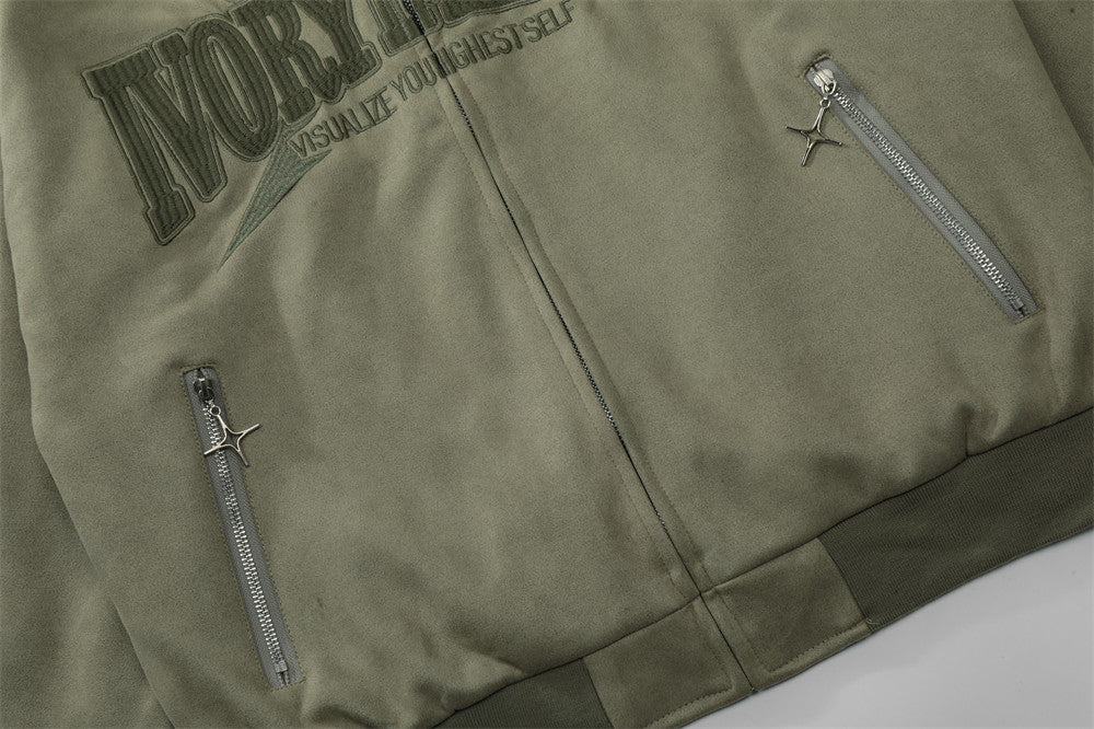 Letter Embroidered Pilot Jacket