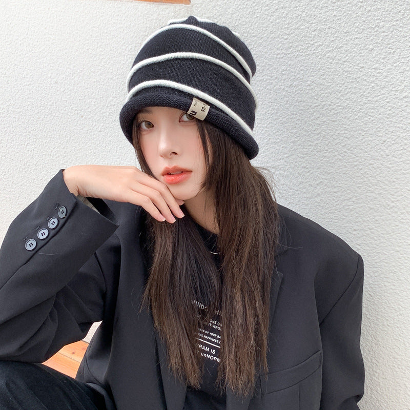 Water Ripple Knitted Woolen Yarn Bag Cap